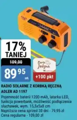 bi1 Radio solarne z korbką ręczną adler ad 1197 oferta