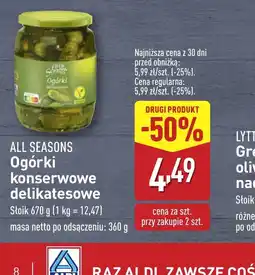 ALDI Ogórki konserwowe delikatesowe All Seasons oferta