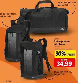Lidl CRIVIT Torba sportowa lub plecak oferta