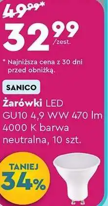 Biedronka Żarówki LED GU10 4,9 WW 470 lm 4000 K barwa neutralna, 10 szt oferta