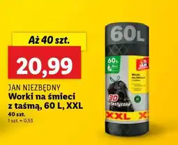 Lidl JAN NIEZBĘDNY Worki na śmieci z taśmą, 60 L, XXL oferta