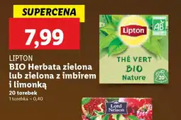 Lidl Lipton BIO Herbata zielona lub zielona z imbirem i limonką oferta
