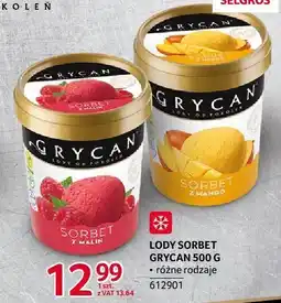 Selgros Lody sorbet Grycan mango 500g oferta
