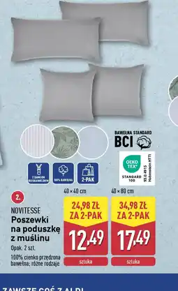 ALDI Poszewki na poduszkę z muślinu Novitesse oferta