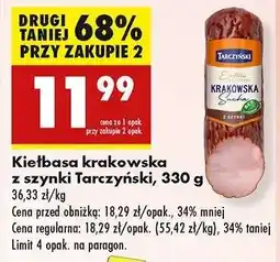 Biedronka Kiełbasa krakowska z szynki Tarczyński 330 g oferta