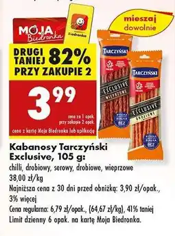 Biedronka Kabanosy Tarczyński Exclusive 105 g oferta