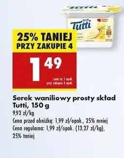 Biedronka Serek waniliowy prosty skład Tutti 150 g oferta