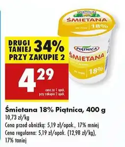 Biedronka Śmietana 18% Piątnica, 400 g oferta