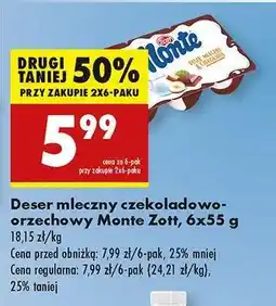 Biedronka Deser mleczny czekoladowo orzechowy Monte Zott 6x55 g oferta