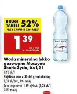 Biedronka Woda mineralna lekko gazowana Muszyna Skarb Życia, 6x1,5 l oferta