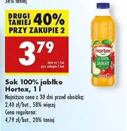 Biedronka Sok 100% jabłko Hortex, 1 l oferta