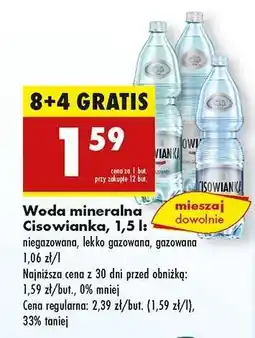 Biedronka Woda mineralna Cisowianka, 1,5 l oferta