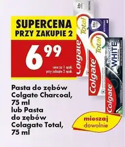 Biedronka Pasta do zębów Colgate Charcoal, 75 ml lub Pasta do zębów Colgate Total, 75 ml oferta
