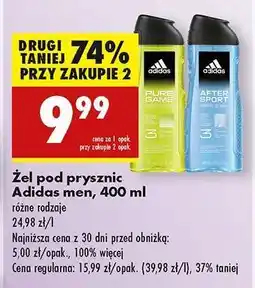 Biedronka Żel pod prysznic Adidas men 400 ml oferta