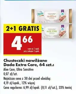 Biedronka Chusteczki nawilżane Dada Extra Care 64 szt oferta