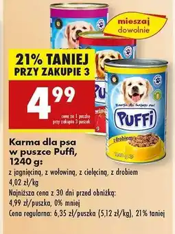Biedronka Karma dla psa w puszce Puffi, 1240 g oferta