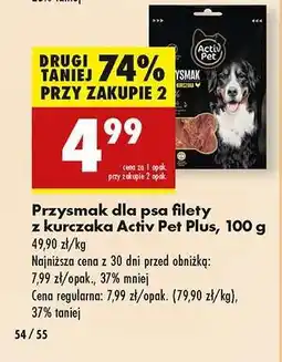 Biedronka Przysmak dla psa filety z kurczaka Activ Pet Plus 100 g oferta