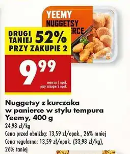 Biedronka Nuggetsy z kurczaka w panierce w stylu tempura Yeemy, 400 g oferta
