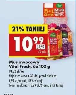 Biedronka Mus owocowy Vital Fresh, 6x100 g oferta