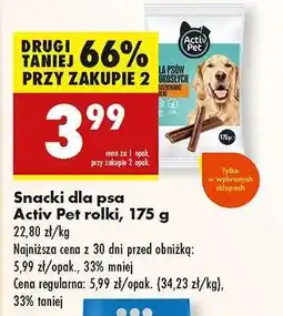 Biedronka Snacki dla psa Activ Pet rolki, 175 g oferta