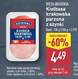 ALDI Wędliniarnia kiełbasa krakowska parzona z szynki oferta