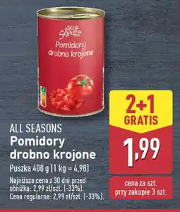 ALDI All seasons pomidory drobno krojone oferta