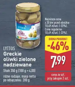 ALDI Lyttos greckie oliwki zielone nadziewane oferta