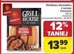 Carrefour Market Kiełbasa biesiadna z serem 600g Sokołów oferta