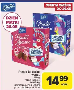 Carrefour Ptasie Mleczko mascarpone z malinami 360g Wedel oferta