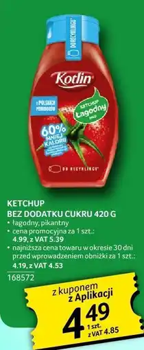 Selgros Ketchup bez dodatku cukru 420g Kotlin oferta