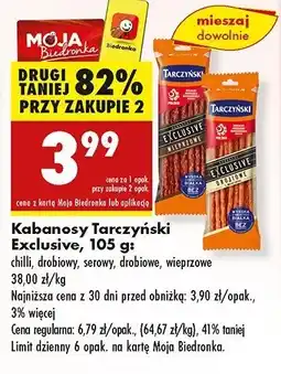 Biedronka Kabanosy wieprzowe Tarczyński exclusive oferta