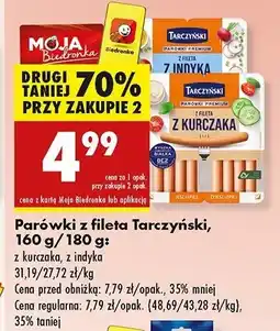 Biedronka Parówki z fileta z indyka Tarczyński oferta