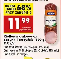 Biedronka Kiełbasa krakowska sucha z szynki Tarczyński oferta