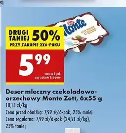 Biedronka Deser mleczno-czekoladowy z orzechami Zott monte oferta