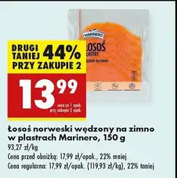 Biedronka Łosoś wędzony na zimno plastry Marinero oferta