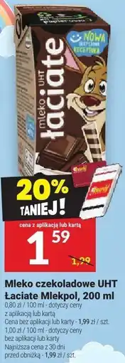 Twój Market Mleko czekoladowe UHT Łaciate Mlekpol, 200 ml oferta