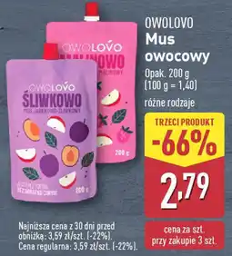 ALDI Owolovo mus owocowy oferta