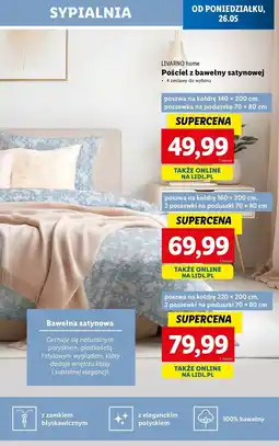 Lidl Komplet pościeli z bawełny satynowej 220 x 200 cm + 2 70 80 Livarno Home oferta