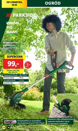 Lidl Podkaszarka akumulatorowa 20 v Parkside oferta