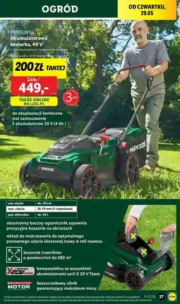 Lidl Kosiarka akumulatorowa 40 v Parkside oferta