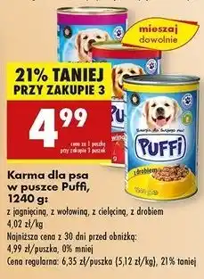 Biedronka Karma dla psa z jagnięciną Puffi oferta