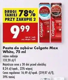 Biedronka Pasta do zębów white boosters Colgate Max White Stain Protect oferta