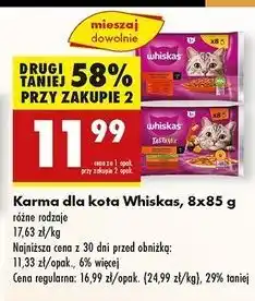 Biedronka Karma dla kota kremowe wariacje kurczak i warzywa + jagnięcina indyk Whiskas Tasty Mix oferta