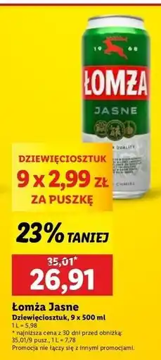 Lidl Piwo Łomża Jasne (Dawniej Export) oferta