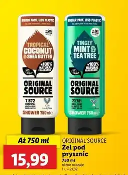 Lidl Żel pod prysznic mint & tea tree Original Source oferta