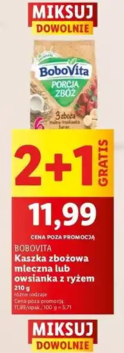 Lidl Kaszka mleczna 3 zboża malina-truskawka-banan Bobovita Porcja Zbóż oferta