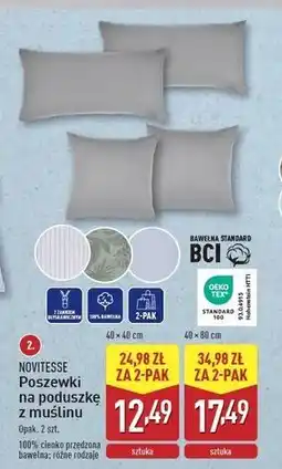 ALDI Poszewki na poduszkę z muślinu 40 x 80 cm Novitesse oferta