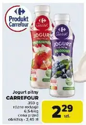 Carrefour Jogurt do picia jagodowy Carrefour Classic oferta