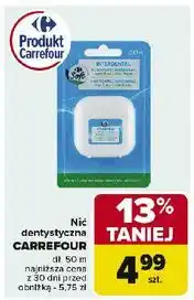 Carrefour Nić dentystyczna z miętą i fluorem Carrefour oferta