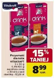 Carrefour Przysmak dla kota łosoś+l-karnityna Vitakraft Drink oferta